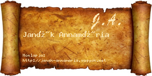 Janák Annamária névjegykártya
